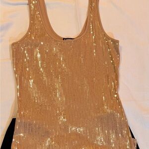 Express Shimmering Gold Tank Top